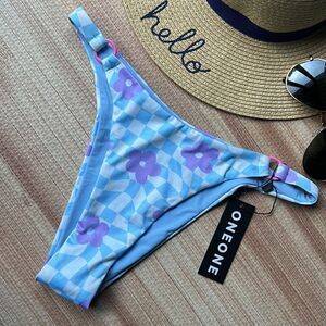 Anthro ONEONE Purple Daisy Swim Bikini Bottom